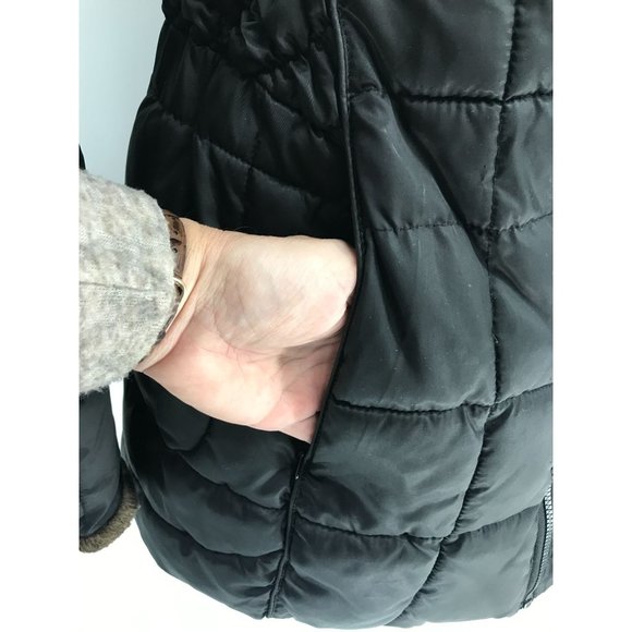 Apt 9 Womens Coat Black Quilted Puffer Turtle Neck Collared Sz Small Hip Thigh - Picture 5 of 16